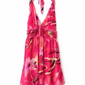 vestido halter rosa globo