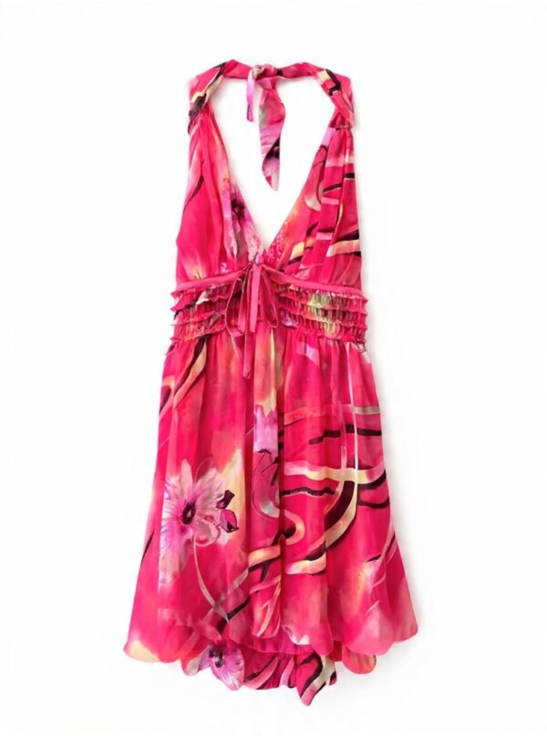 vestido halter rosa globo